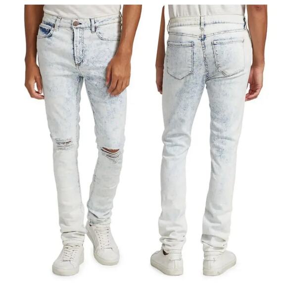 NEW Monfrere Grayson Distressed Skinny Jeans Venice Cotton Size 36x33 - Picture 1 of 9